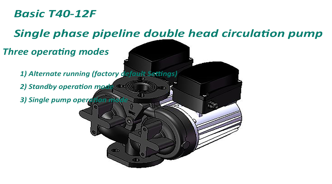 Bomba de circulación de doble cabezal para tubería monofásica Basic T40-12F